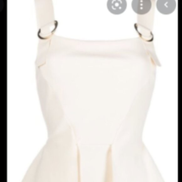 CHIARA BONI LA PETITE ROBE TORQUATA PEPLUM D-RING CREAM SHEATH DRESS 52 IT/16 US - Picture 5 of 6